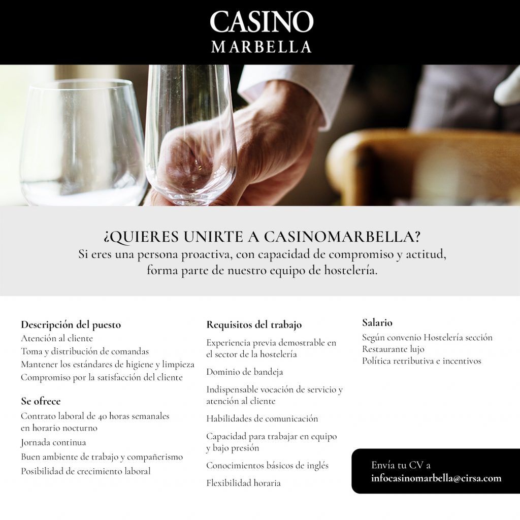 Be part of our Casino Marbella hospitality team